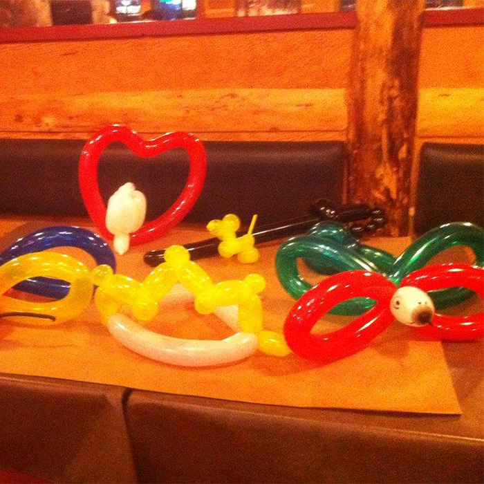 Table full of balloon animals